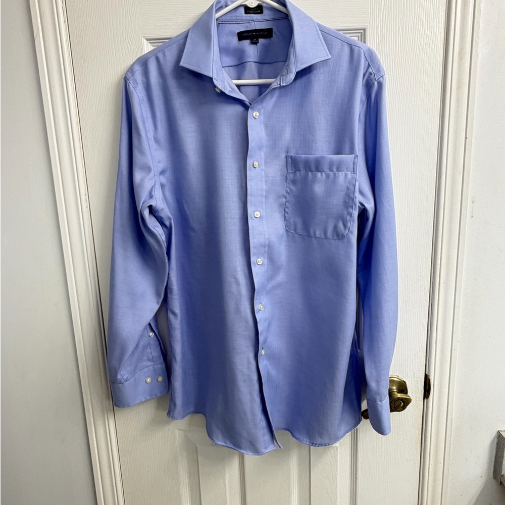 Tommy Hilfiger Light Blue Slim Fit Dress Shirt Men's 16 32/33 Business Office